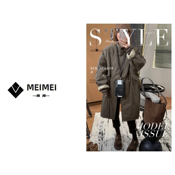 XMM.【TY薄棉风衣】时尚户外休闲情侣宽松中长款防风显瘦潮流-97529