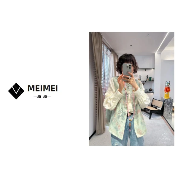 XMM.《花中仙两面穿马甲》春季气质时尚休闲轻奢宽松显瘦马甲-86133