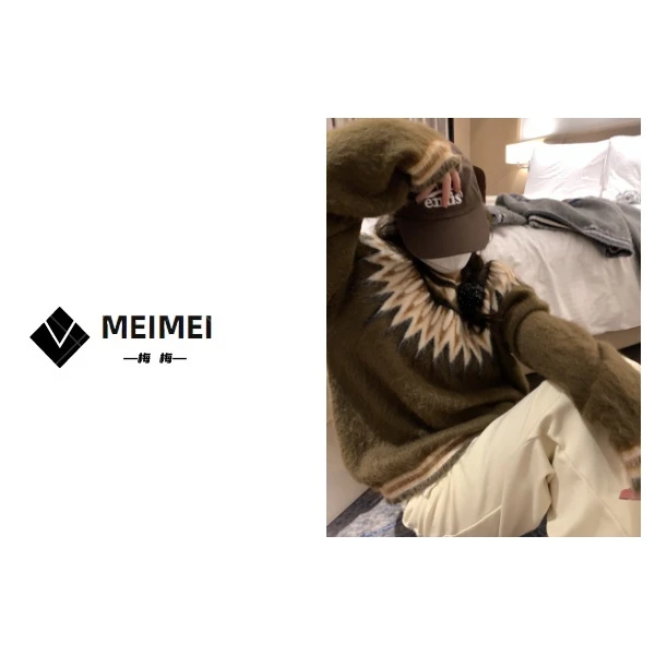 XMM女装.<五色提花费尔岛风>秋冬新款休闲时尚洋气百搭毛衣.9037