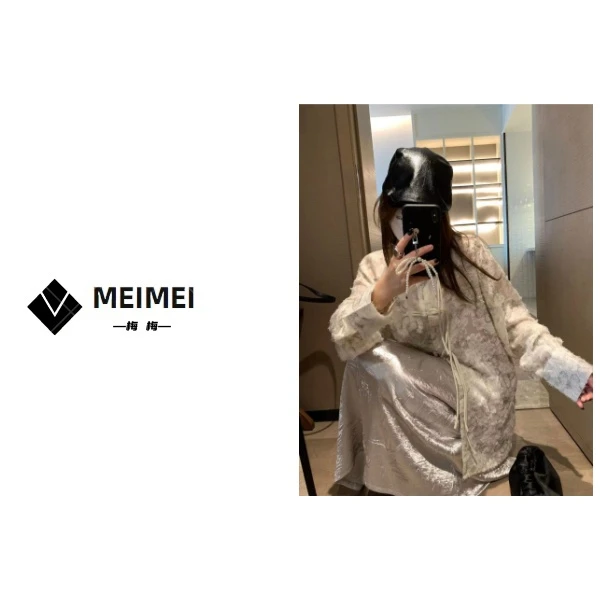 XMM.《新中式蝴蝶衬衣》春季时尚百搭洋气宽松显瘦国风盘扣衬衣4031