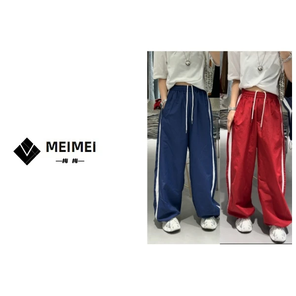 XMM《蓝色杠杠条工装裤》夏季时尚百搭洋气休闲显瘦气质工装裤25865