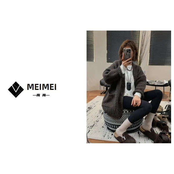 XMM.《针织毛衣开衫》秋季款时尚百搭慵懒风复古软糯毛衣开衫228522