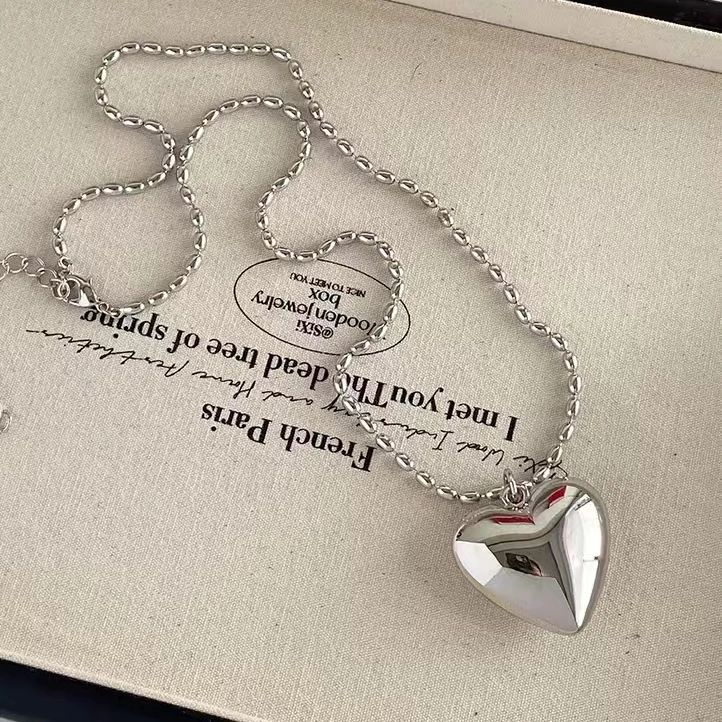 铜合金项链 XMM.《长款爱心项链》时尚百搭小众简约设计感爱心项链