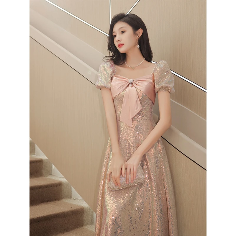 小晚礼服裙女宴会高端气质名媛轻奢小众高级感亮片主持人生日聚会