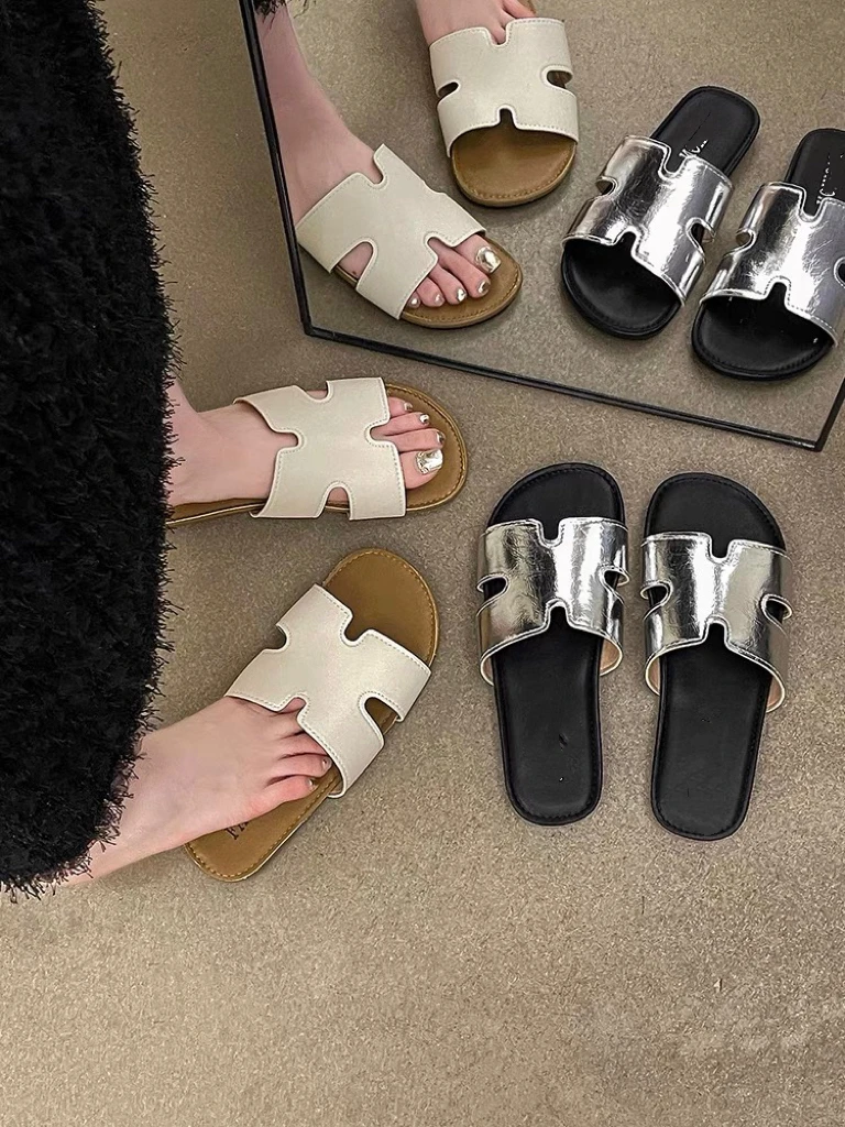 锦绣天下复古通勤百搭平底拖鞋女外穿一字软底勃肯凉拖19x22/17仓