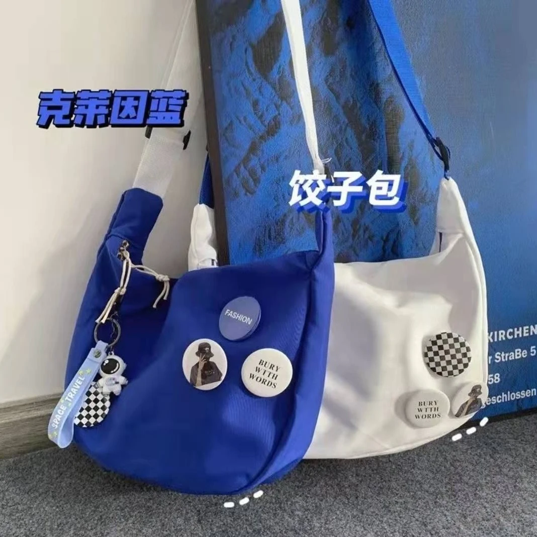 单肩包时尚韩版ins女包克莱因蓝百搭休闲斜挎包户外运动挎包斜跨