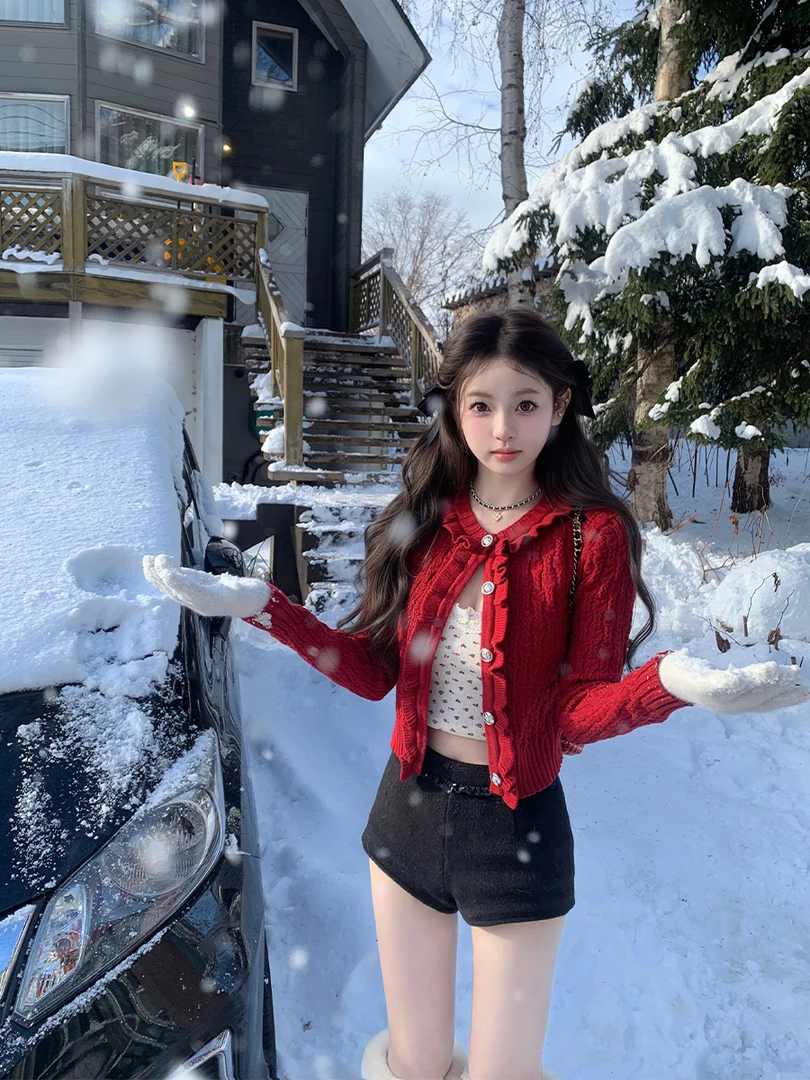 【果汁魅力】设计感辣妹气质针织衫上衣女秋冬新款内搭吊带背心短裤