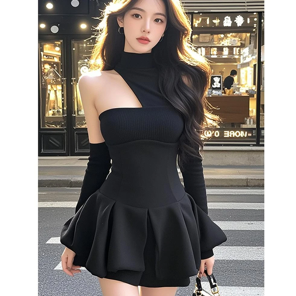 纯欲辣妹风时尚气质收腰显瘦连衣裙女秋冬富家千金高级感气质短裙