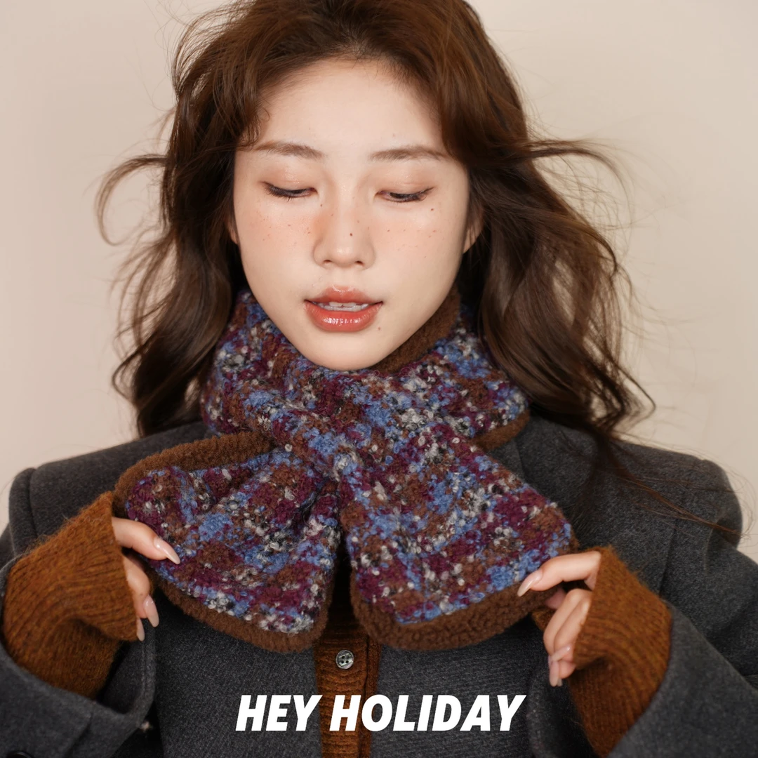 秋冬围脖少女气质围巾时尚简约百搭保暖韩版短款复古