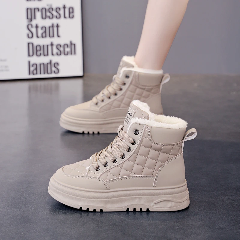 加绒保暖雪地靴加厚短靴棉鞋2024新款冬季百搭靴子棉鞋棉靴女靴