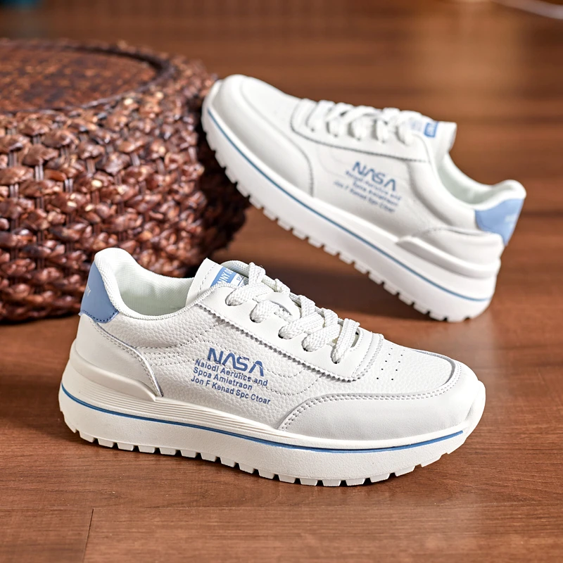 春季皮面小白鞋女透气百搭鞋子2025新款运动休闲鞋女鞋软底阿甘鞋