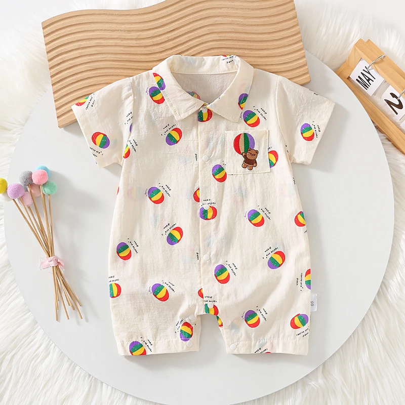 9685婴幼儿宝宝夏季短袖卡通连体衣韩版哈衣