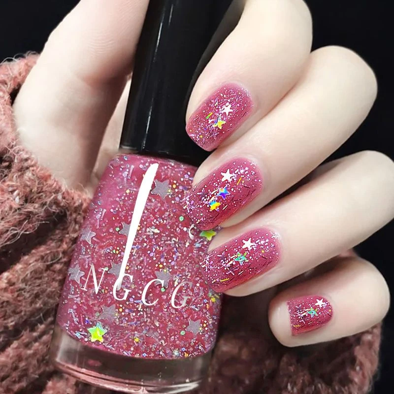 流星雨亮晶晶指甲油持久防水不可撕拉免烤快干显白亮片网红美甲油