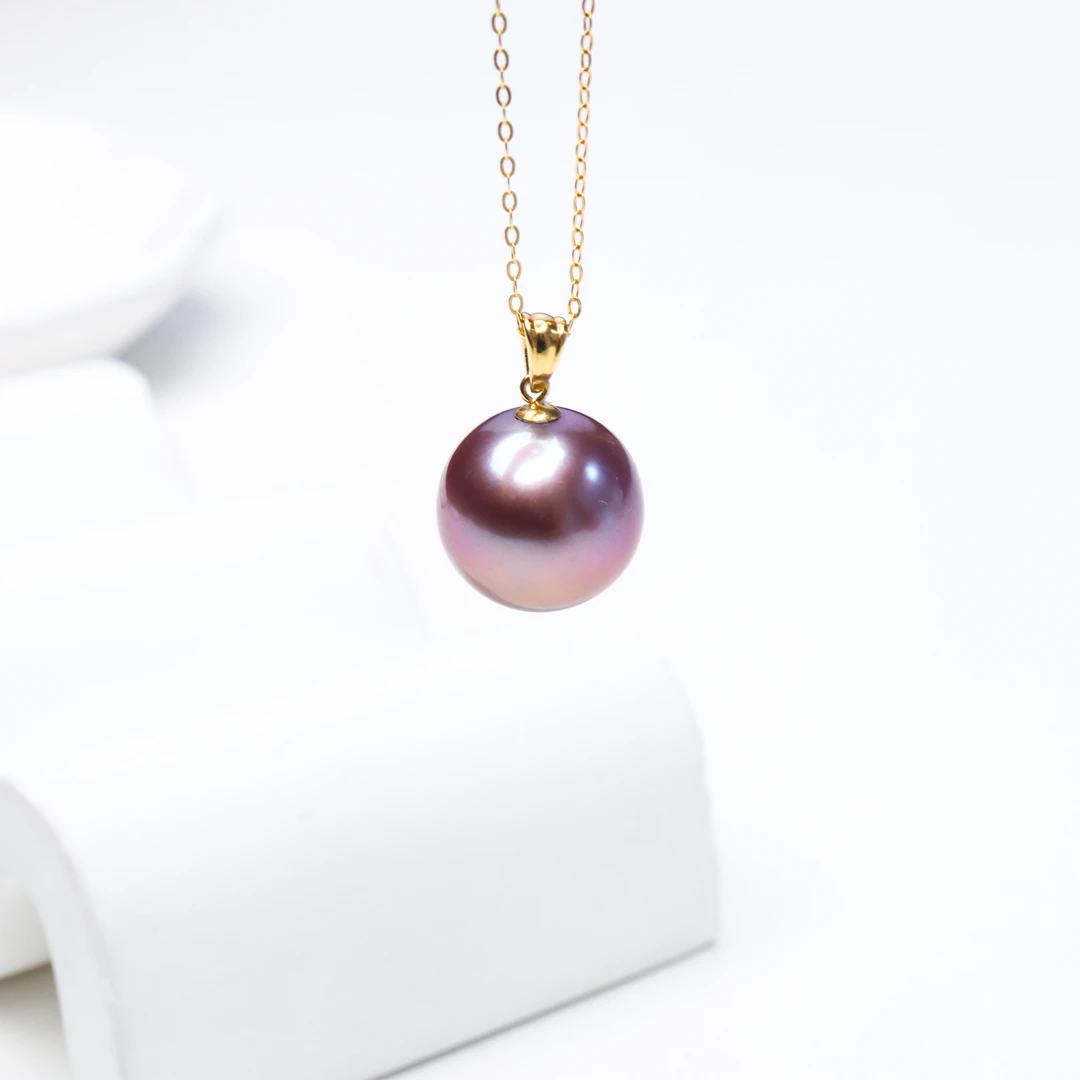 【小迪甄选】18k金紫色12-13mm大龙珠吊坠