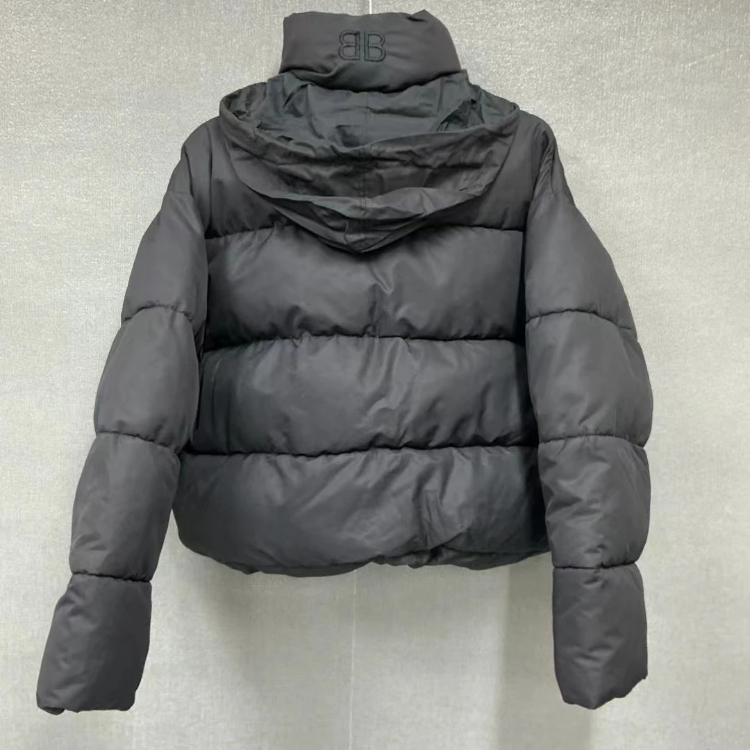 99新 Balenciaga/巴黎世家 廓形双B刺绣棉服连帽两穿99新34码