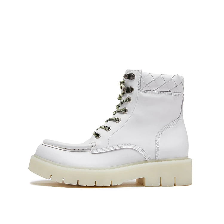 秋冬大黄靴男士雪地靴真皮马丁靴加绒保暖短靴白色休闲百搭