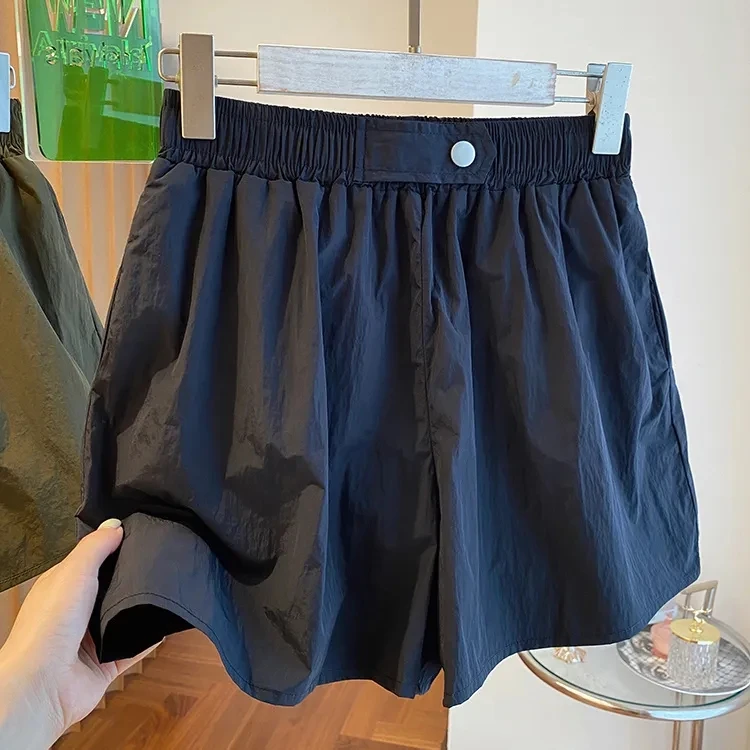 2024新款速干高腰松紧休闲宽松运动A字短裤女夏季薄款工装阔腿裤