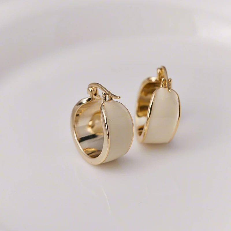 铜合金珐琅耳饰 时尚气质简约小众轻奢耳圈精致百搭耳环女士耳扣