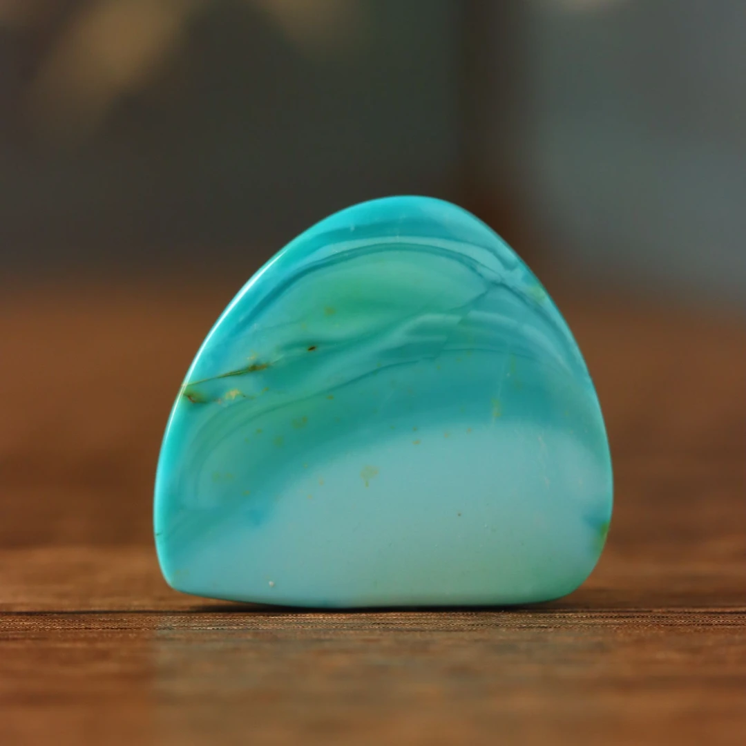 【小福一店·特色孤品】原矿高瓷意境款水波纹绿松石爱心吊坠海浪色