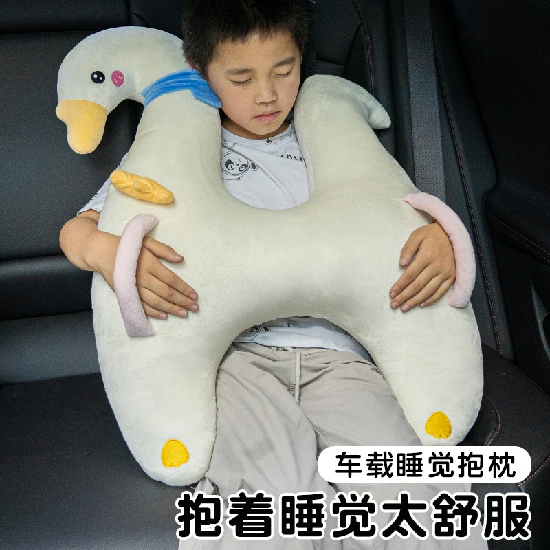 车载枕头儿童车上睡觉神器汽车后排坐车安全带防勒脖抱枕成人靠枕