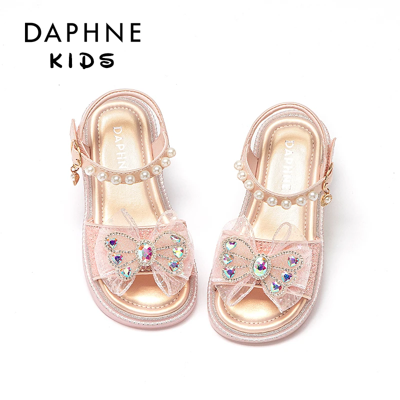 Daphne达芙妮儿童凉鞋2024新款宝宝软底夏季露趾简约水钻鞋233238