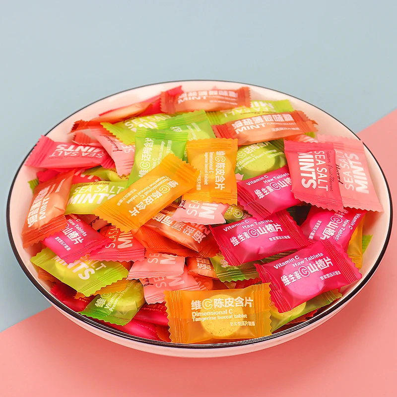 维c陈皮含片海盐薄荷糖清新口气休闲零食餐厅酒店前台招待糖果