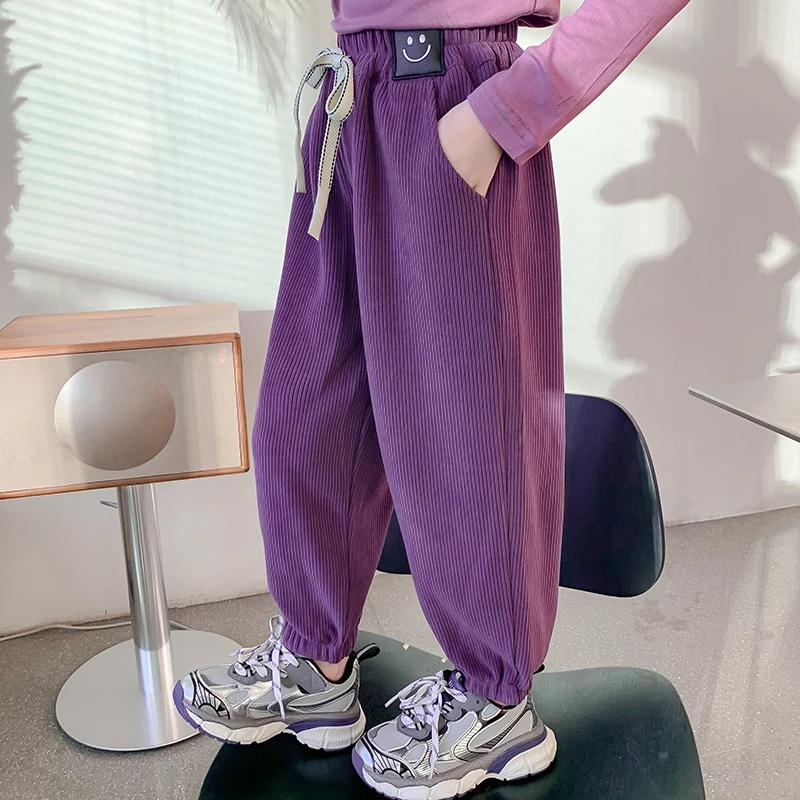 女童裤子春秋款2024新款洋气儿童秋装外穿休闲裤女孩灯芯绒长裤潮