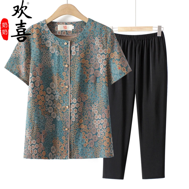 奶奶装衣服中老年人夏装短袖T恤妈妈上衣70岁老太太t恤老人衣服