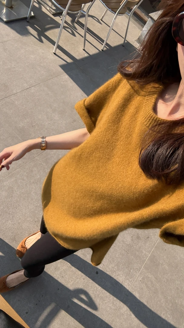 【圆领短袖浣熊羊毛针织上衣】SY1527