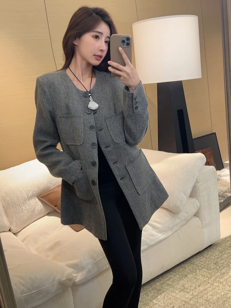 【灰色小香风外套】SY1237