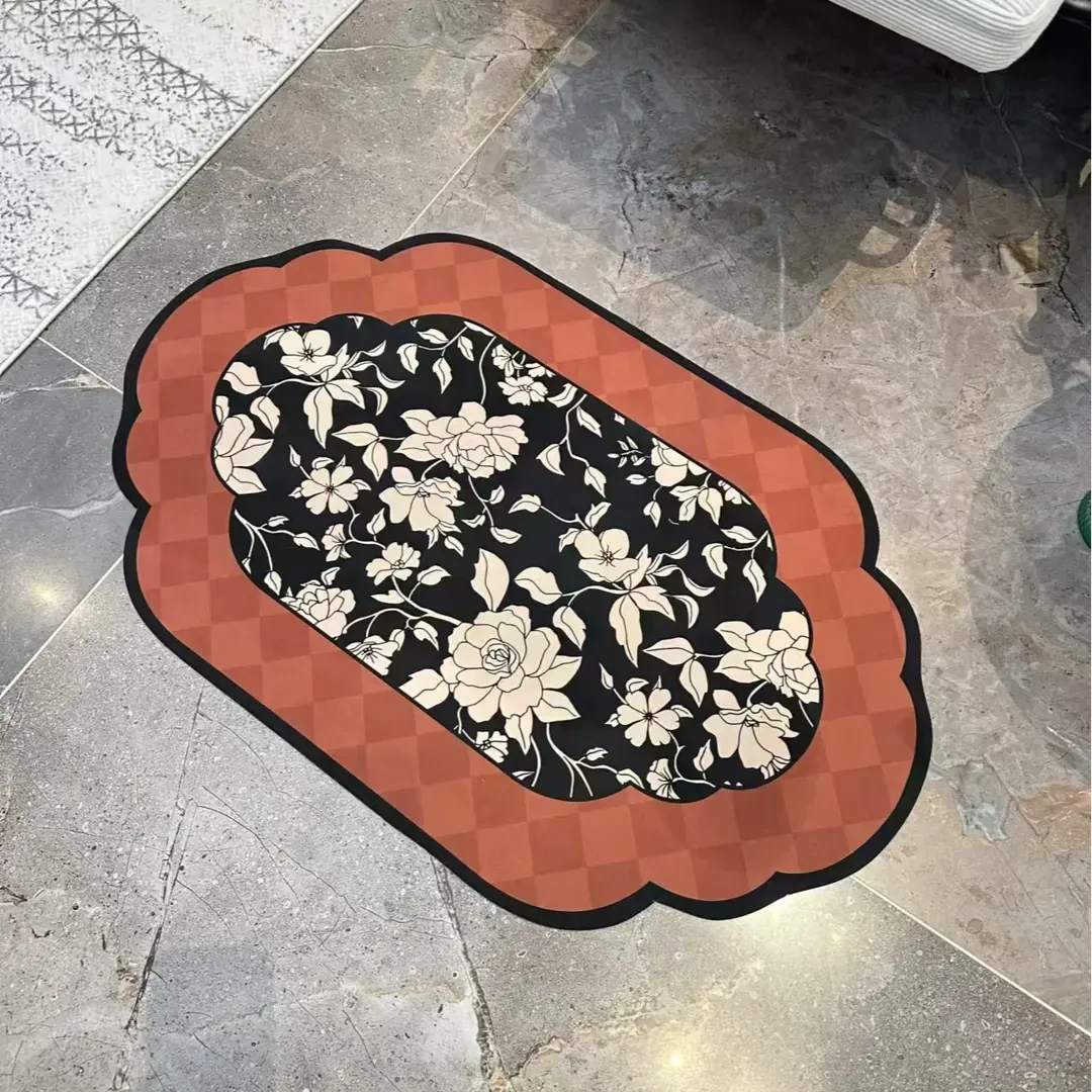 中古风卫生间吸水防滑地垫浴室厨房硅藻泥脚垫速干防滑地面地毯毯