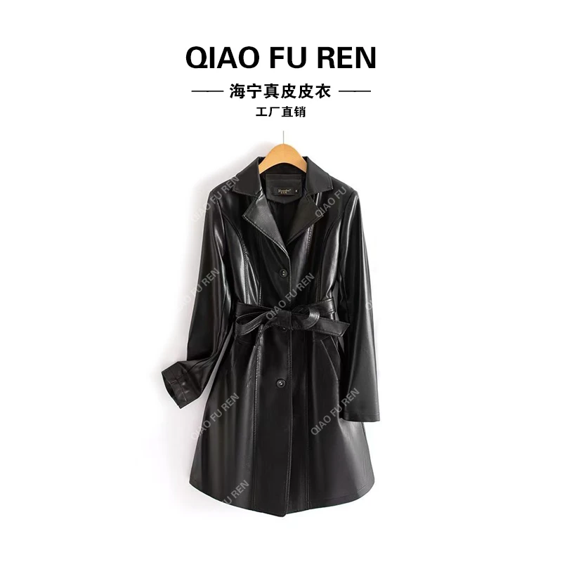 2025新款海宁中长款皮衣妈妈装显瘦女士韩版大码皮夹克外套615