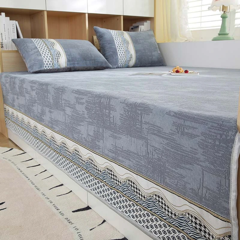 轻奢简约中式雪尼尔大炕盖土炕单火炕四季通用榻榻米床罩防滑定做