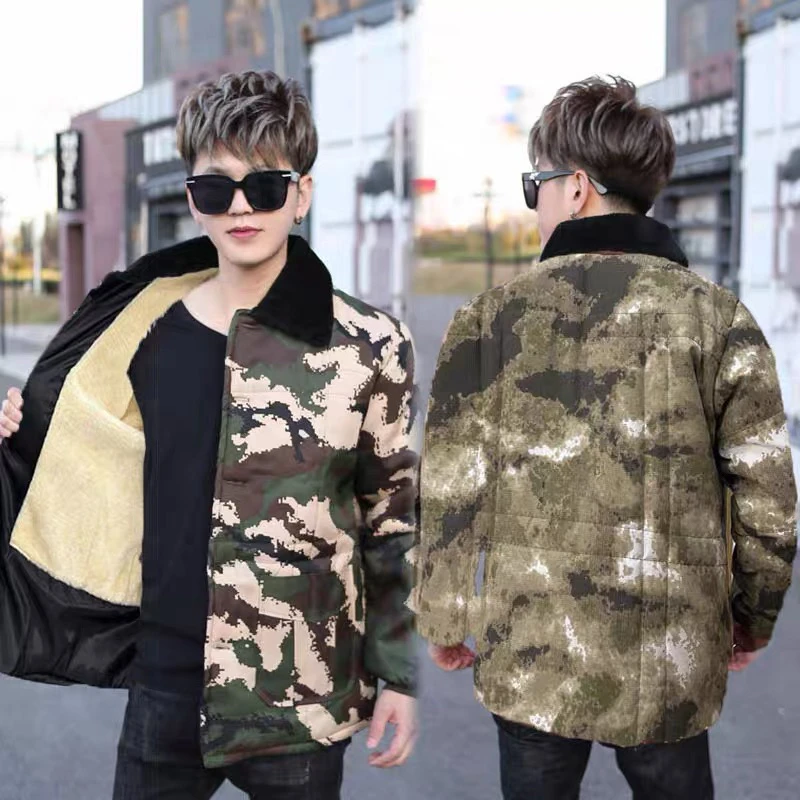 短款加绒加厚迷彩棉大衣男冬季劳保棉服保暖防寒服外套棉衣小棉袄