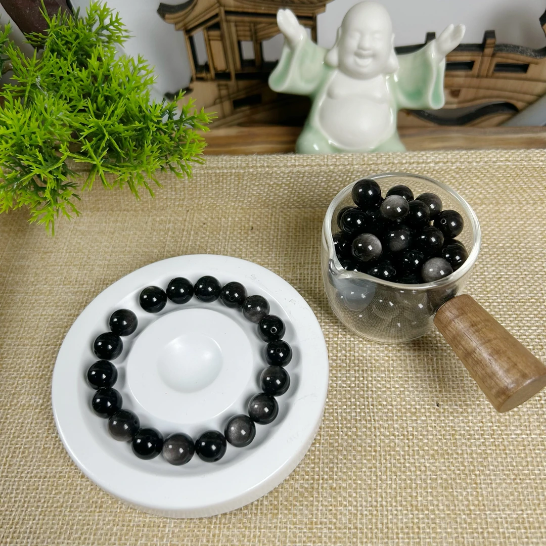 银曜石-清禾珠宝天然银曜石手串DIY