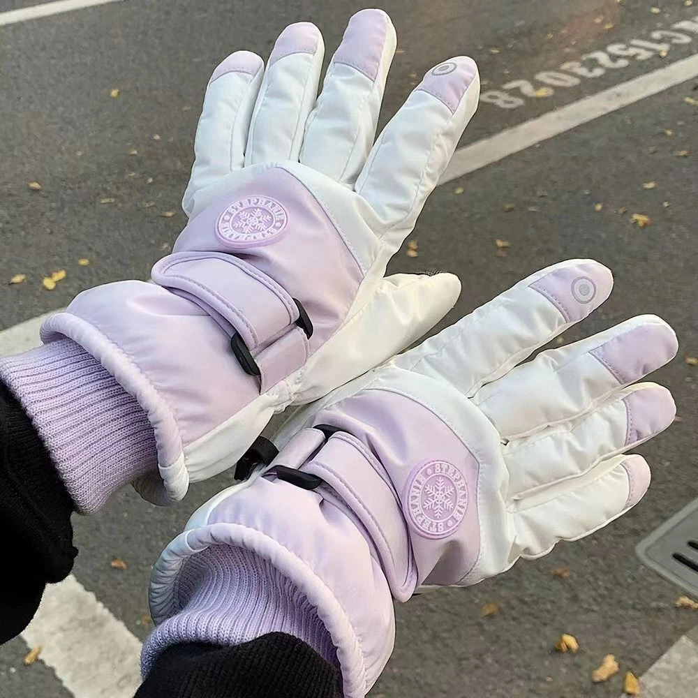 手套女户外保暖防风加绒滑雪加厚防冻防触屏加热手套户外手套女冬