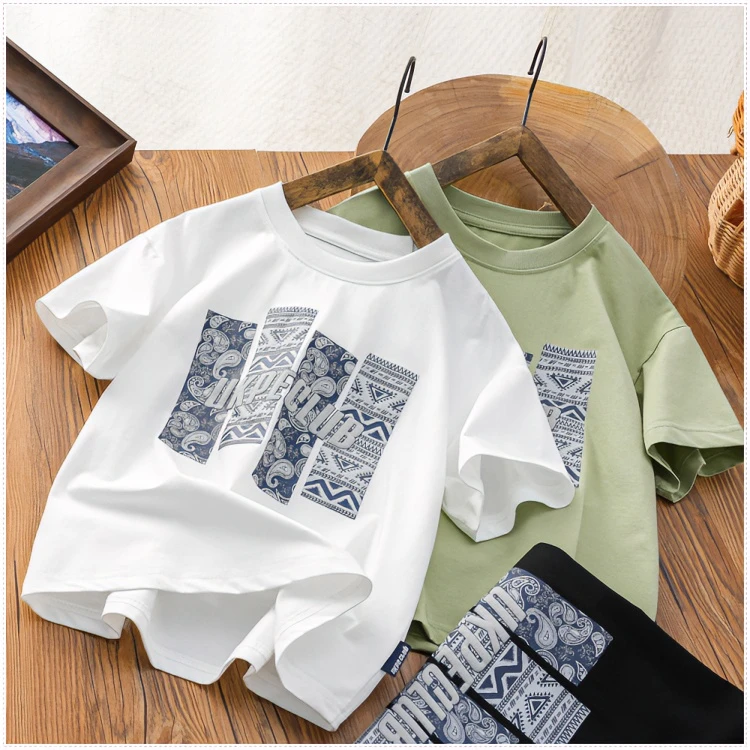 男童短袖T恤2025夏季新款圆领印花休闲上衣中大童薄款童装半袖