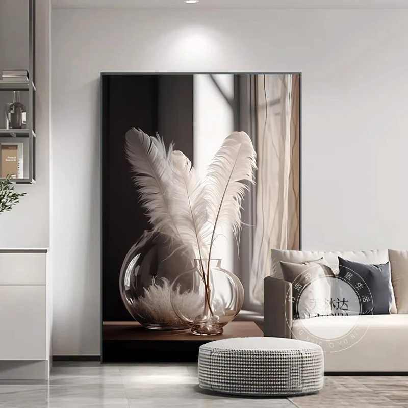 芙林达轻奢羽毛挂画玄关装饰画现代简约高档客厅画沙发背景墙壁画