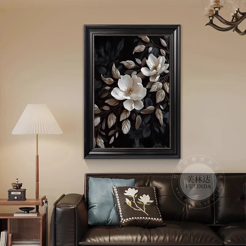 芙林达复古高档客厅装饰画花卉餐厅玄关壁画卧室沙发背景墙挂画