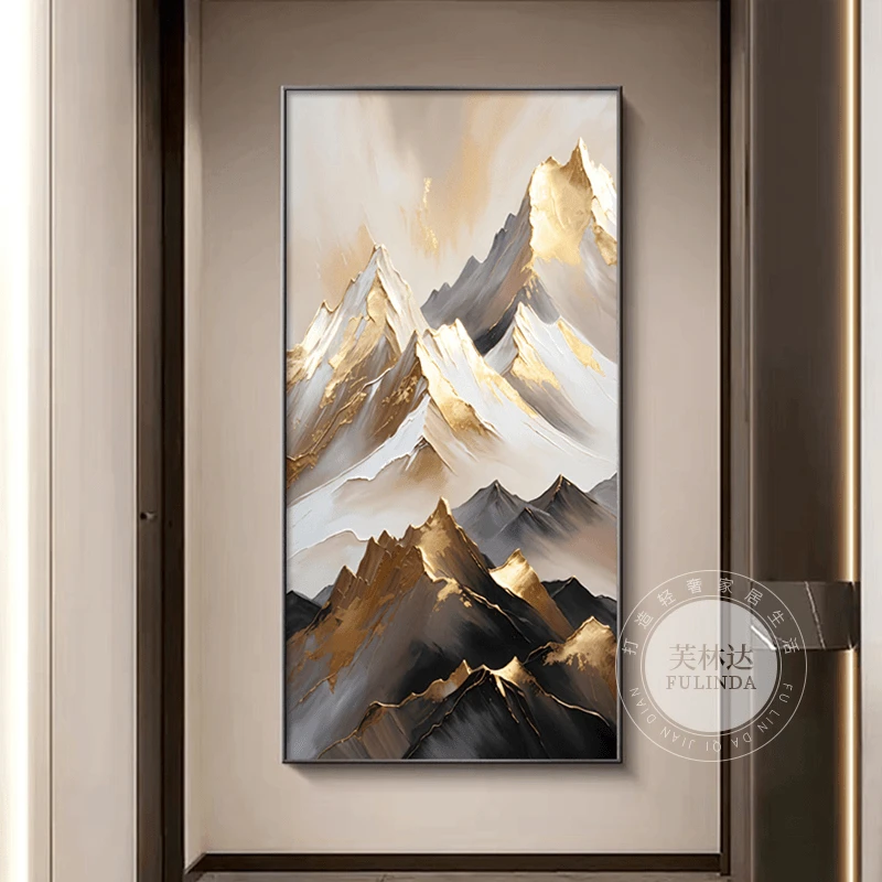 芙林达日照金山玄关装饰画走廊过道挂画现代轻奢高档入户进门壁画