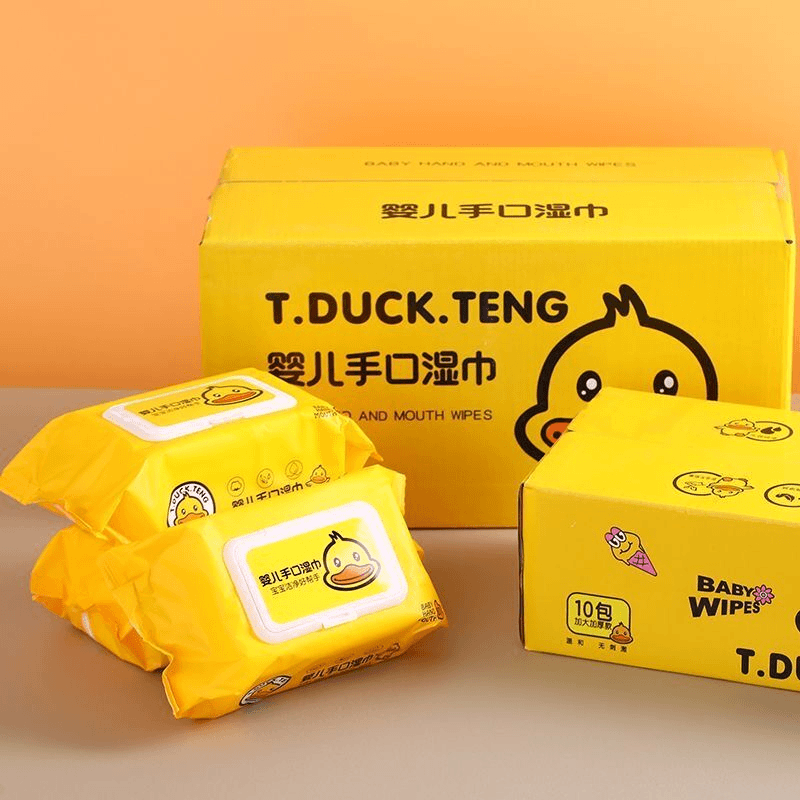 小鸭子手口湿巾一箱10包