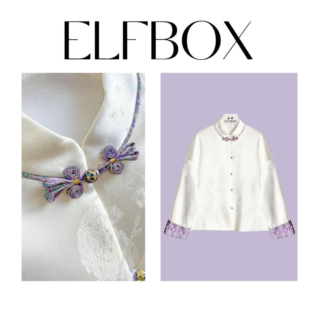 《晓君定制》2593时尚新中式宽松气质百搭款提花缎棉服外套