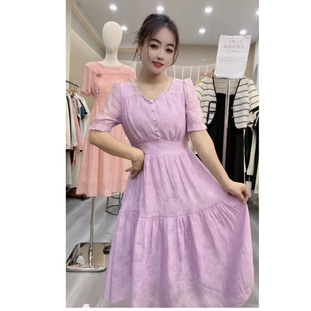 994【悦悦】端庄大气轻奢高级感夏季新款气质洋气大摆连衣裙