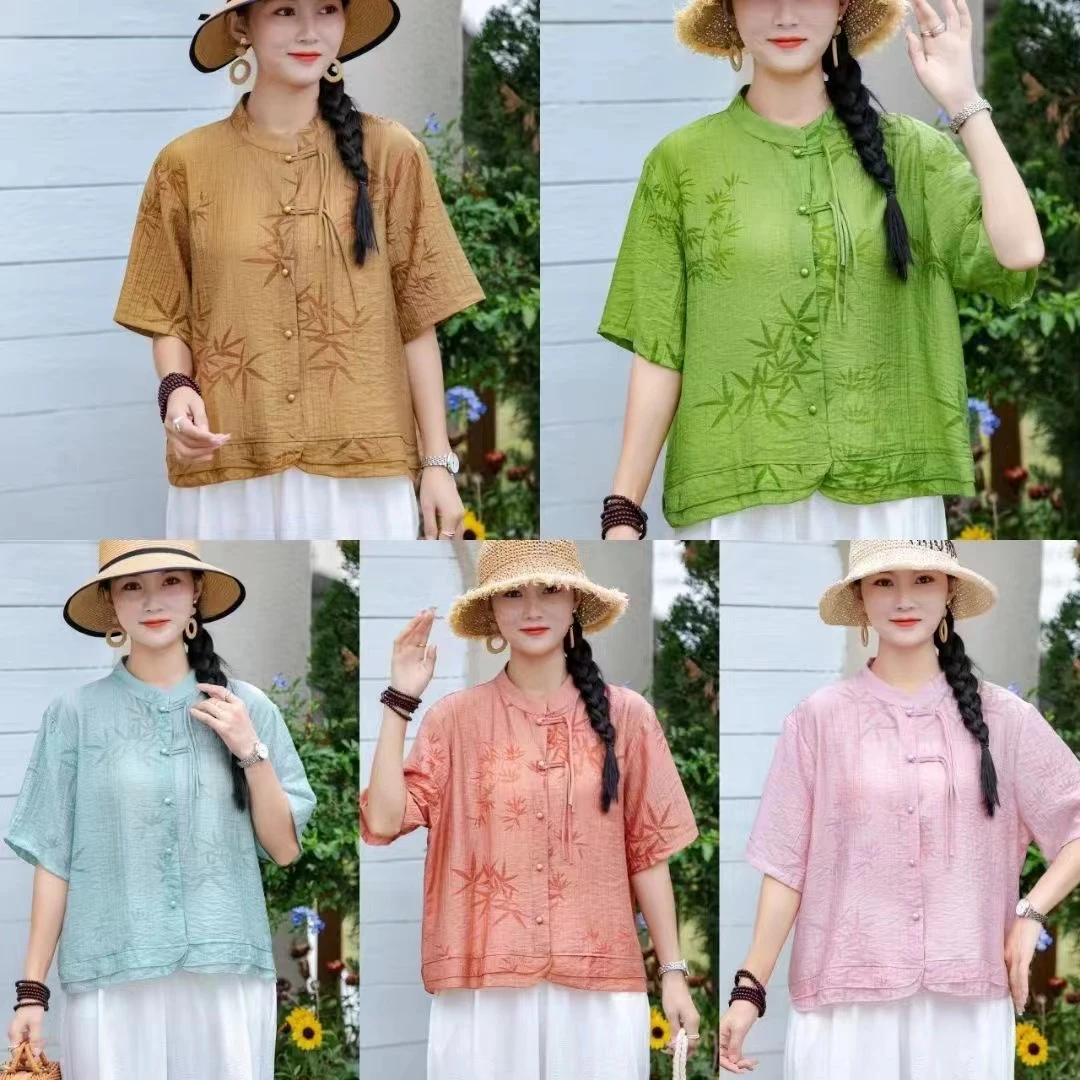 时尚妈妈装五分袖开春秋新款洋气宽松小衫8115