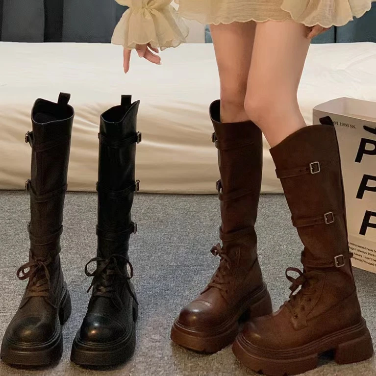 【001-200】高级感厚底长靴2024秋冬女鞋今年流行爆款鞋长靴（靴子）
