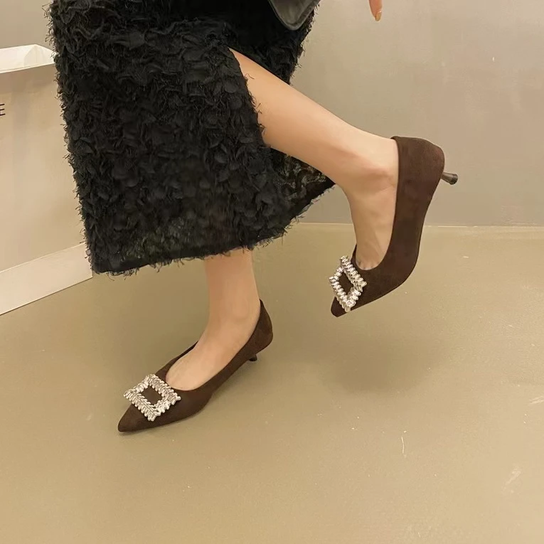 【166号】细跟尖头气质单鞋女鞋子2024新款水钻高级感 32-539 （B-9）