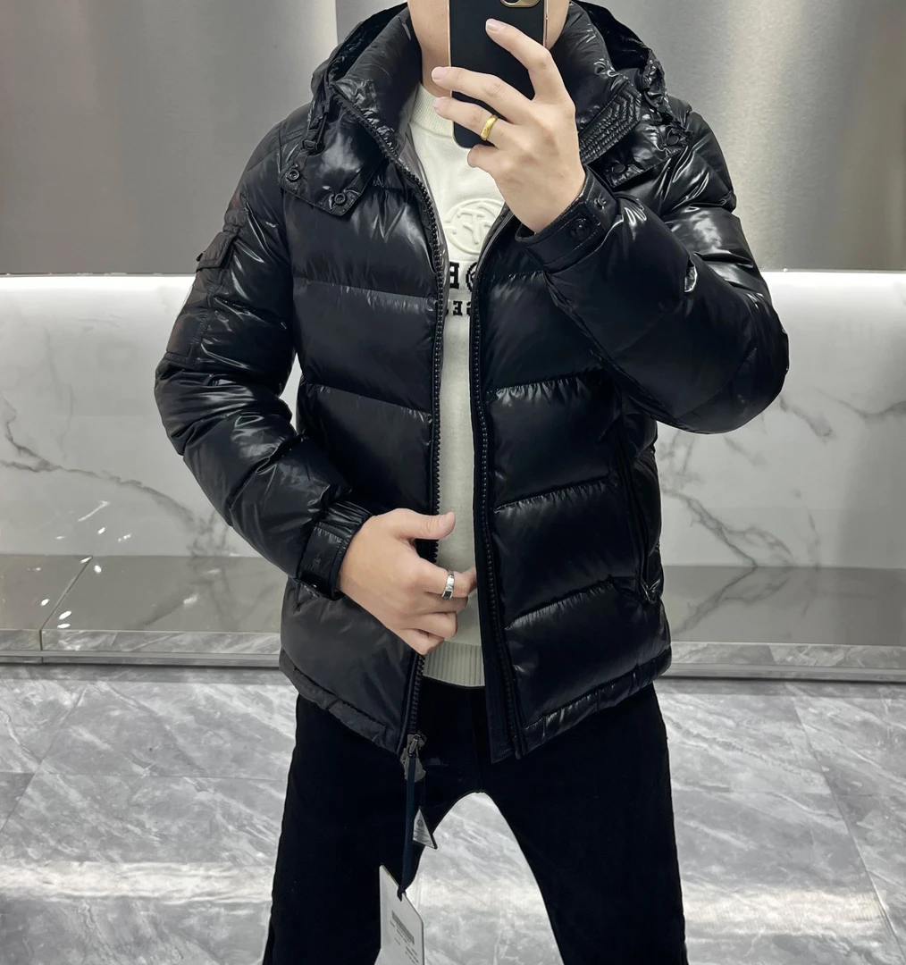 CNCENG冬季时尚高品质百搭休闲保暖男士修身加厚鹅绒羽绒服连帽