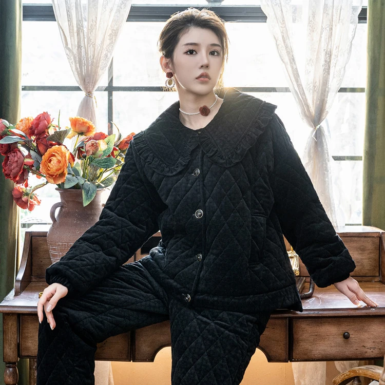 yixargozur/邑夏公主丽丝绒加棉加厚休闲宽松舒适时尚家居服2302