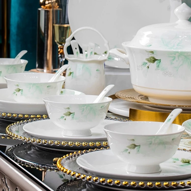 碗盘套装【72件】家用乔迁高档简约景德镇陶瓷碗碟盘骨瓷碗中式轻奢