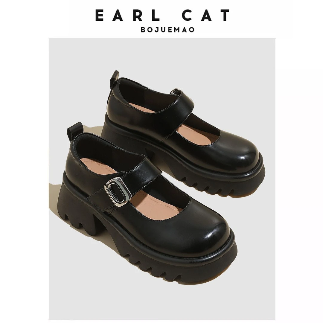 【清仓】厚底粗跟玛丽珍鞋2024夏季新款学院风百搭高跟单鞋子